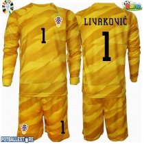 Kroatia Dominik Livakovic #1 Keeper Hjemmedraktsett Barn EM 2024 Langermet (+ Korte bukser)